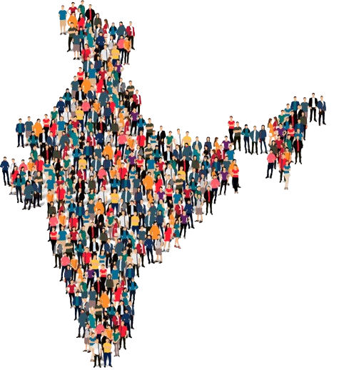 India map made of people